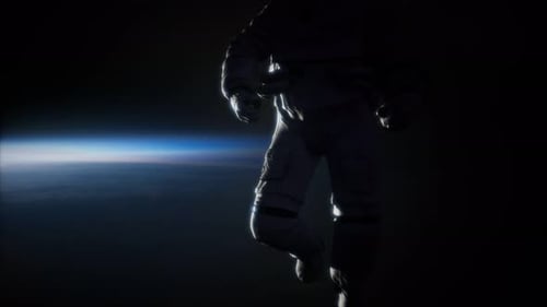 Astronaut Floating in Space with Cosmic Energy Effect