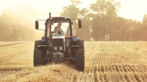 Tractor on the Field, Close Up.