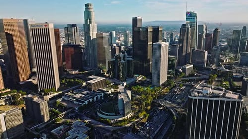 Downtown Los Angeles on Blue Sky Sunny Day in California