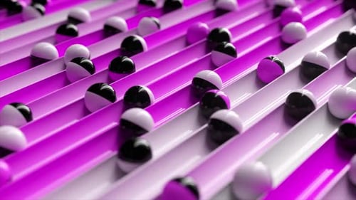 Bright Colorful Background with Rolling Balls Along the Paths