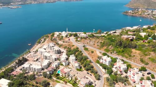 Bird Eye View of the City with Hotels and White Houses Onthe Ocean Coast at Noon
