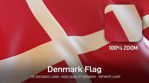 Realistic Danish Flag Waving Seamless Loop