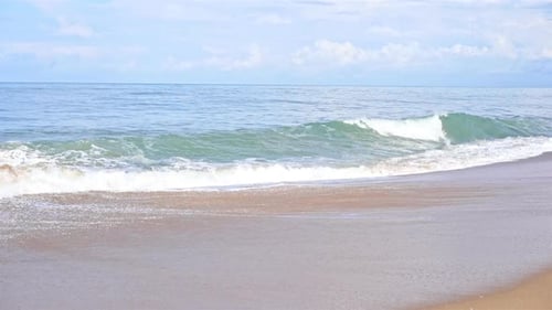 Tropical Sea Waves on Empty Sandy Beach, Slow Motion