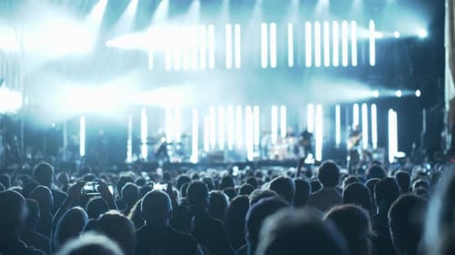 Large Concert Crowd at Nighttime Music Event