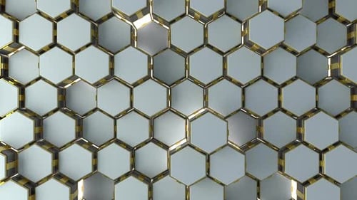 Modern Animated White and Gold Hexagon Background Loop