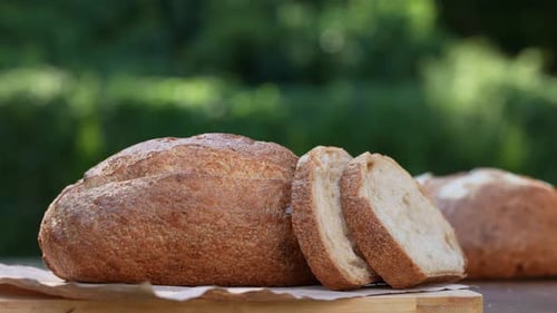 Rustic Bread on a Wooden Board