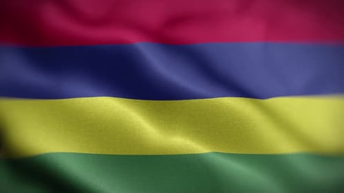 Flagge Mauritius, texturierte, wehende Vorderseite, HD
