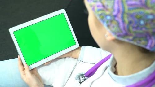 Doctor Use Tablet with Green Screen