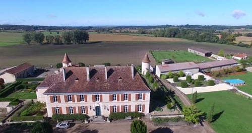 Aerial view of Bourbet Castle, France