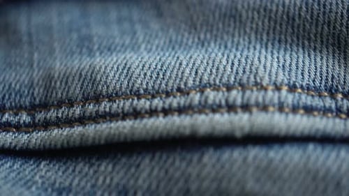 Close-up of Light Blue Denim Fabric Texture