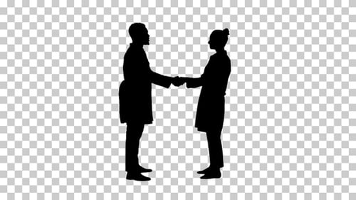 Silhouette People shake hands, Alpha Channel