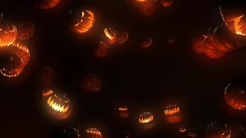 Flying Spooky Jack-o'-lanterns Animation for Halloween Background
