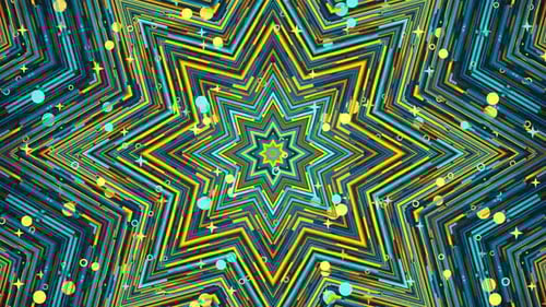 Vibrant Geometric Star Kaleidoscope Tunnel Loop Background