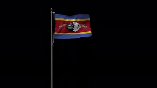 Kingdom of Eswatini Flag Waving on Transparent Background