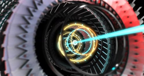 3D-Bewegungsgrafikelemente, abstrakter Hightech-Kreis, Benutzeroberfläche für Roboterausrüstung. 4K Loop