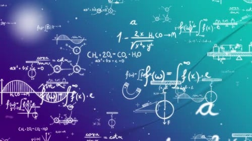 Futuristic Digital Abstract Science And Math Formulas Loop Background