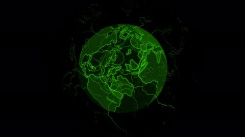 Grüne Farbe Digitale Erdanimation auf schwarzem Hintergrund