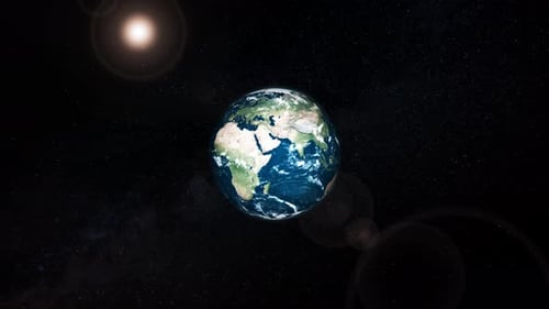 Realistic Rotating Earth Globe in Starry Space