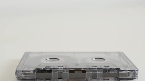 Clear Audio Cassette on White Background