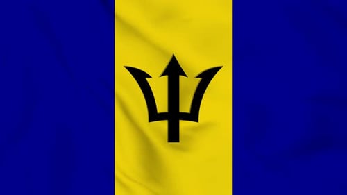 Realistic Waving Barbados Flag Vertical Animation