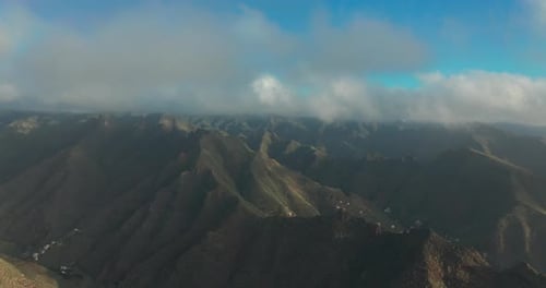 The Mountain Ranges on an Aerial View on Tenerife Spain. Beautiful Landscape of Green Mountain Range