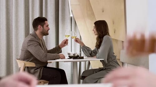 Loving Couple Spending Evening in Restaurant