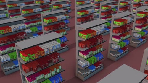 A Lot Of Market Shelf Medicine In A Row 4k