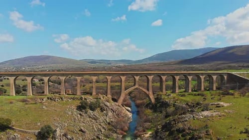 Scenery of viaduct in mountainous area