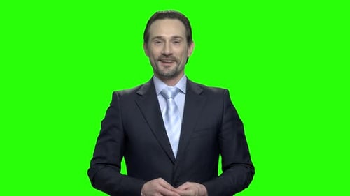 Portrait of Mature Caucasian Positive Business Man
