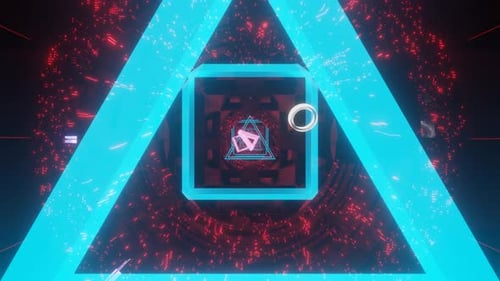 Flying Into Retro Style Tunnel Scifi Corridor