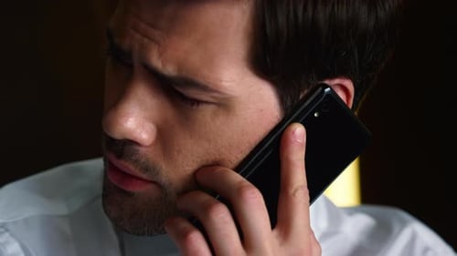 Businessman Talking on Smartphone at Office, Employee Calling on Mobile Phone