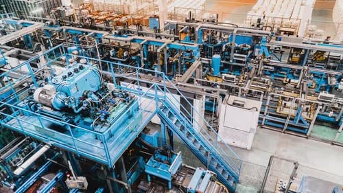 High Angle View of Automated Production Line