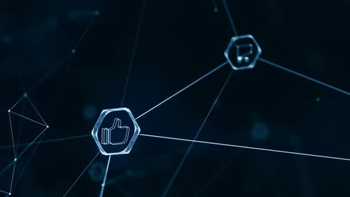 Digital Network Connection with Technology Icons Background