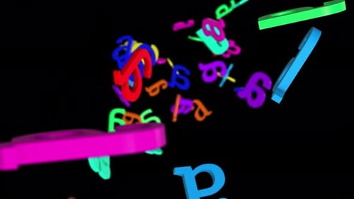 Colorful 3D Lowercase 'a' Letters Abstract Flying Animation