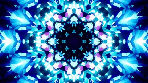 Blinking Stained Glass Neon Kaleidoscope Loop 4K 05