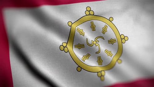 Waving Buddhist Flag Animation with Dharma Wheel Symbol