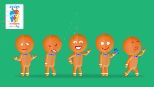 Animated Gingerbread Man Character Actions and Loop Cycles