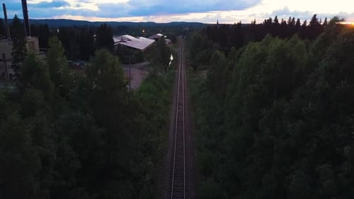 Von Bäumen umgebene Eisenbahnstrecke