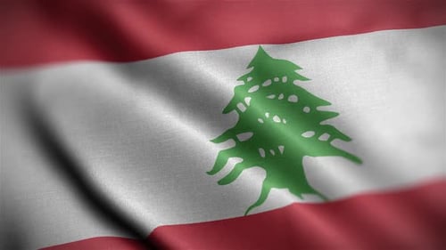 Waving Lebanon Flag Realistic Fabric Texture Seamless Loop