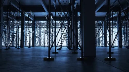 Sitio de construcción de edificios de hormigón armado. El suelo con andamios
.