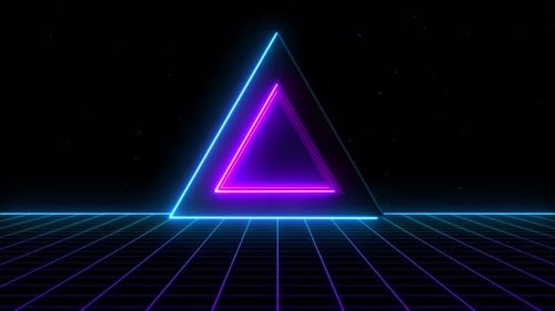Pulsing Neon Triangle Retro Space Grid Loop