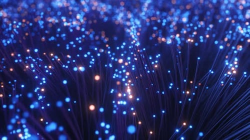 Abstract Glowing Fiber Optic Network Data Flow Background