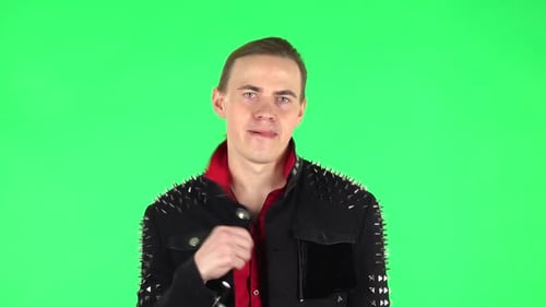 Man Cooling Down on Green Screen