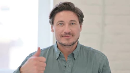 Man Giving Thumbs Up, Positive Expression