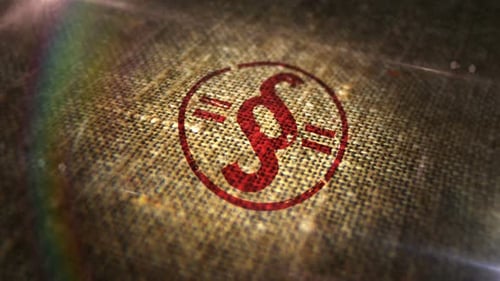 Paragraph and armistice sign stamp on linen sack loop