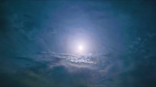 Moody Night Sky with Bright Moon and Clouds