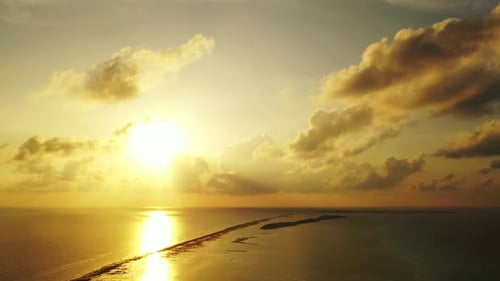 Aerial top view texture of tranquil lagoon beach wildlife by blue ocean with white sandy background