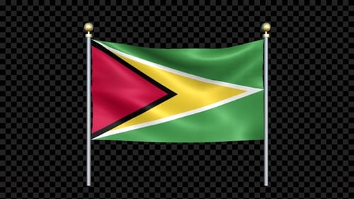 Flagge von Guyana, zweipolig geschlungen, weht