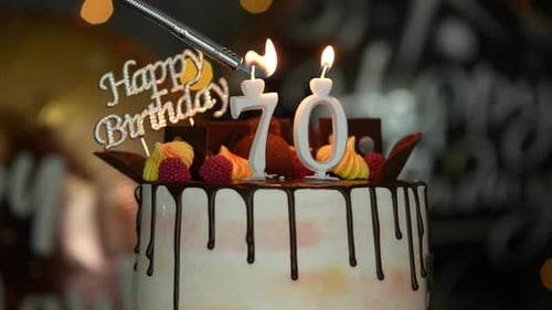 Birthday Cake Lit for a 70th Celebration
