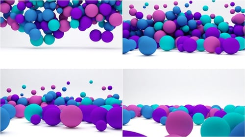 Colorful Geometric Spheres Falling and Settling Animation